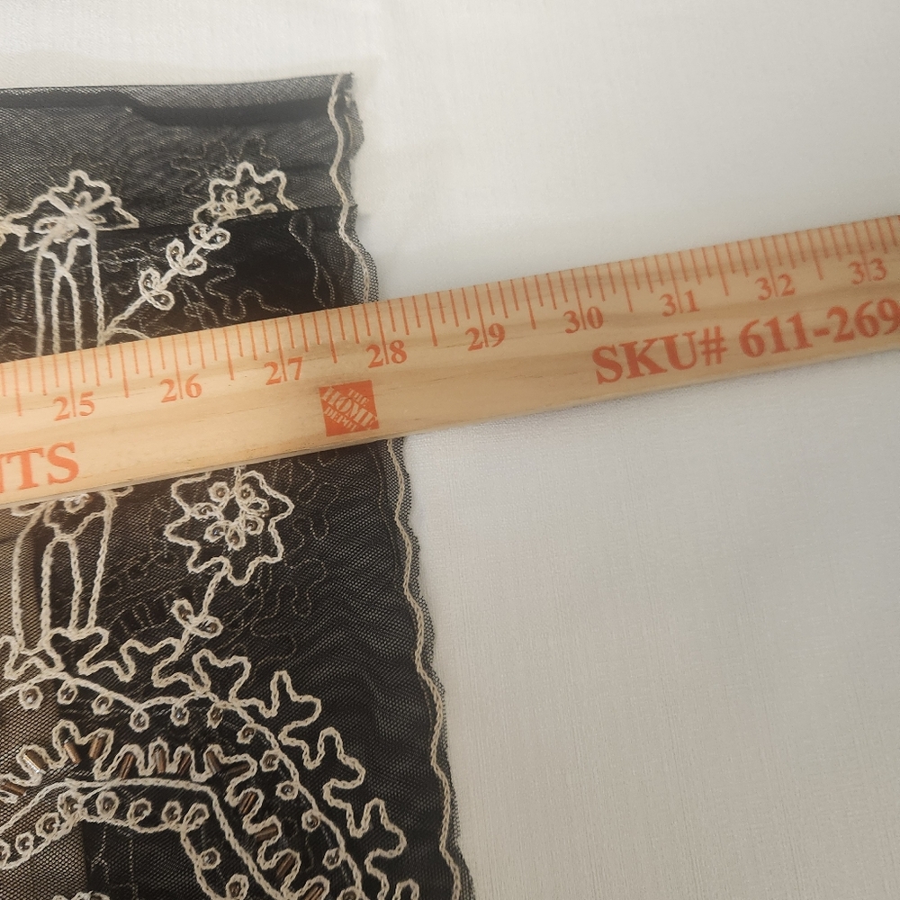 Newport News Embroidered Overlay Midi Dress Black And Cream Size M Y2K Romance - Picture 13 of 13